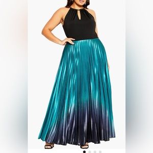 City Chic Ombré Pleated Sleeveless Maxi Dress